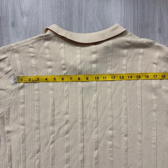 PJ Paul Jones Mens Polo Shirt Beige Textured Knit Short Sleeve Casual Golf XL - Picture 11 of 14